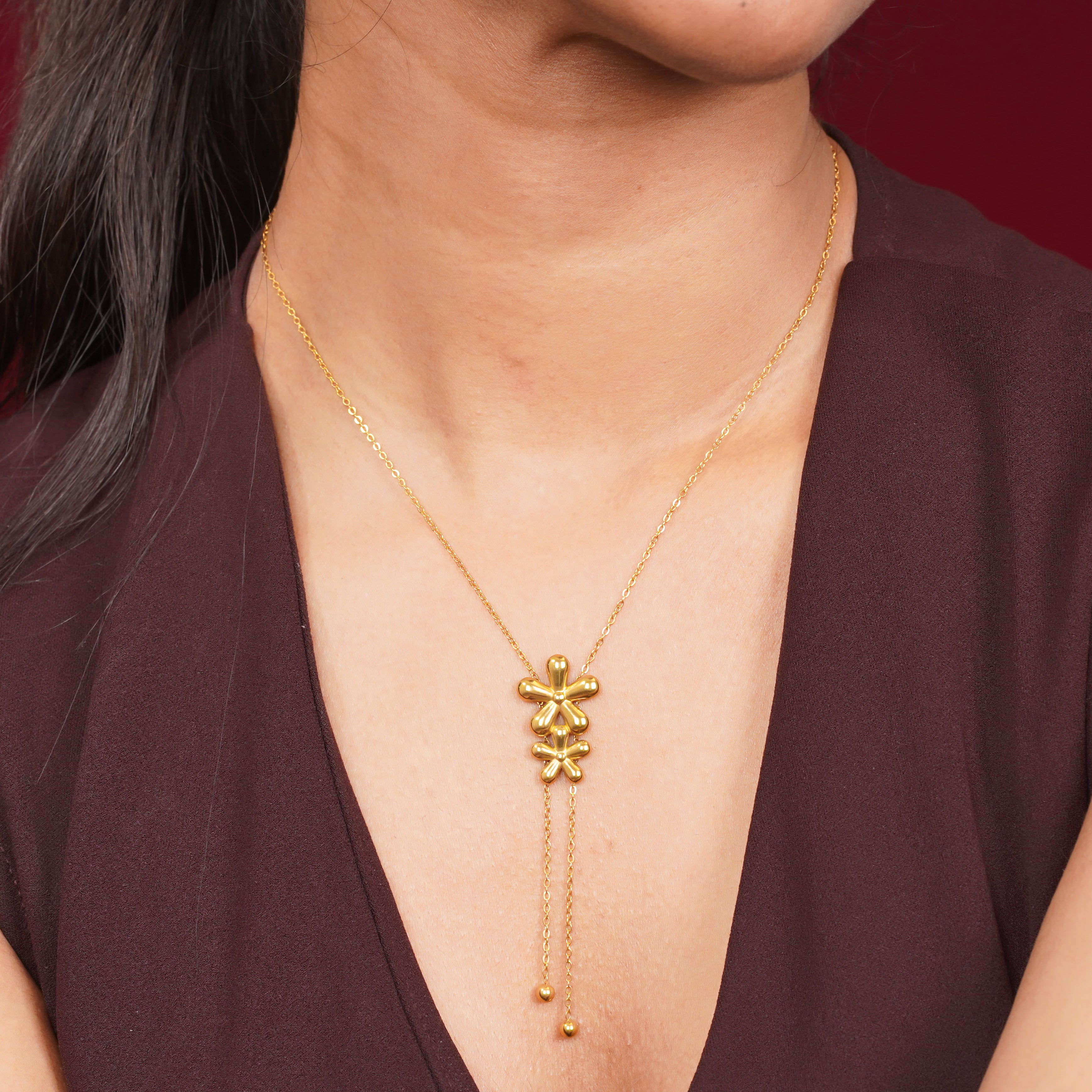 Golden Bloom Pendant Necklace
