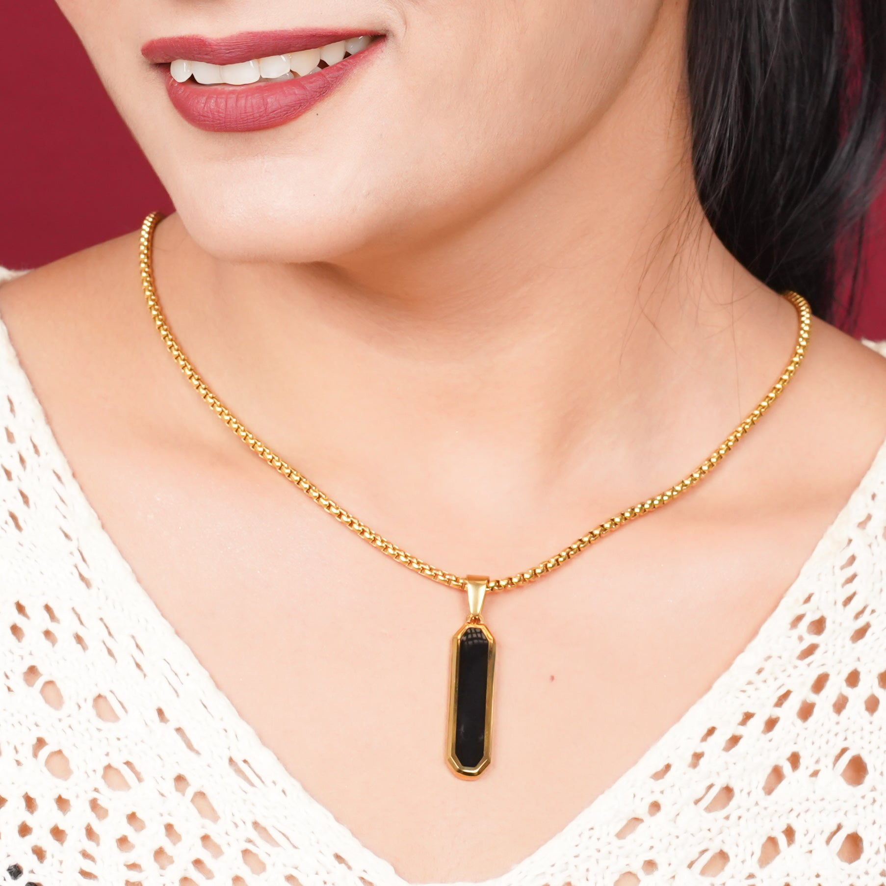 Square Edge Pendant Necklace