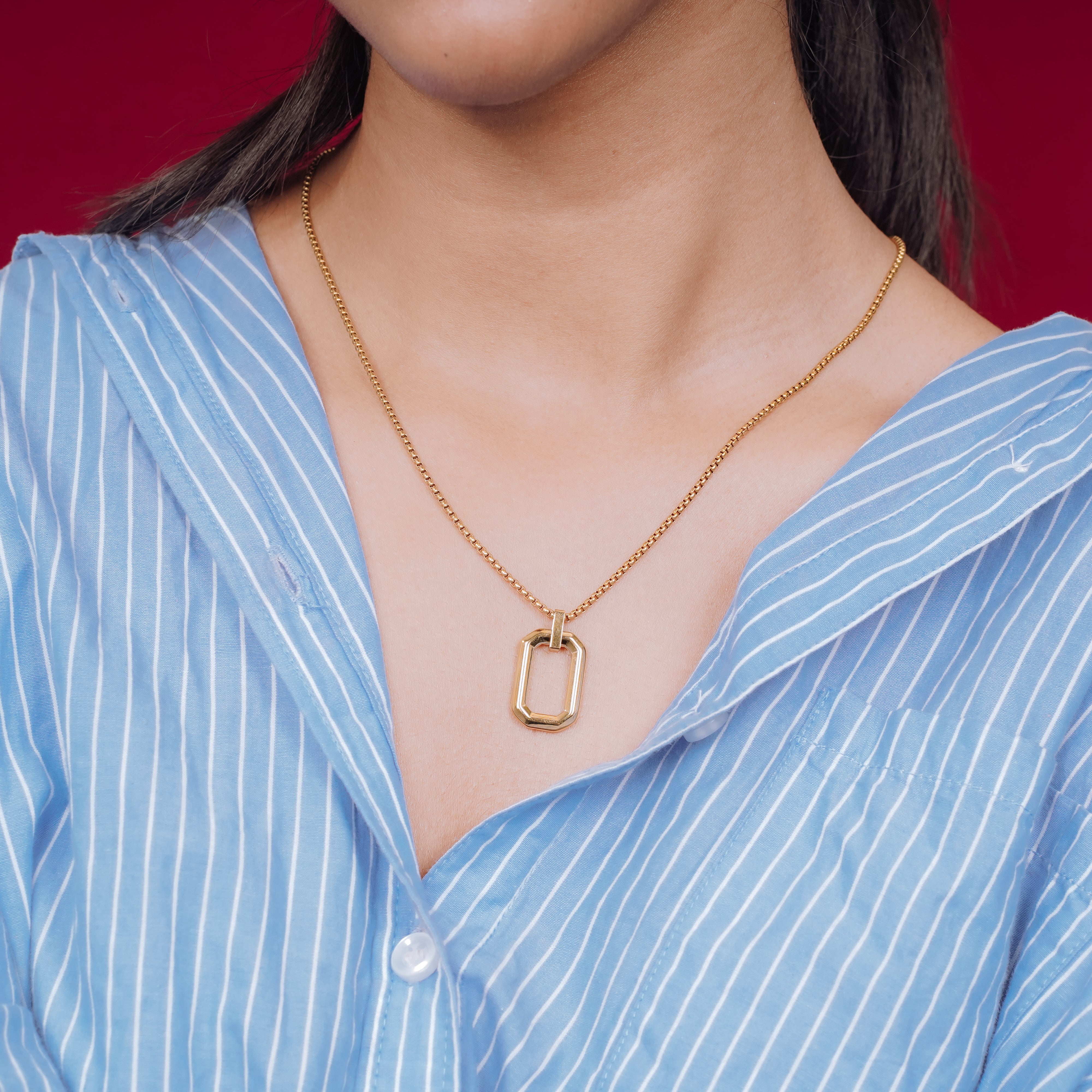 Rectangle Classic Pendant Necklace