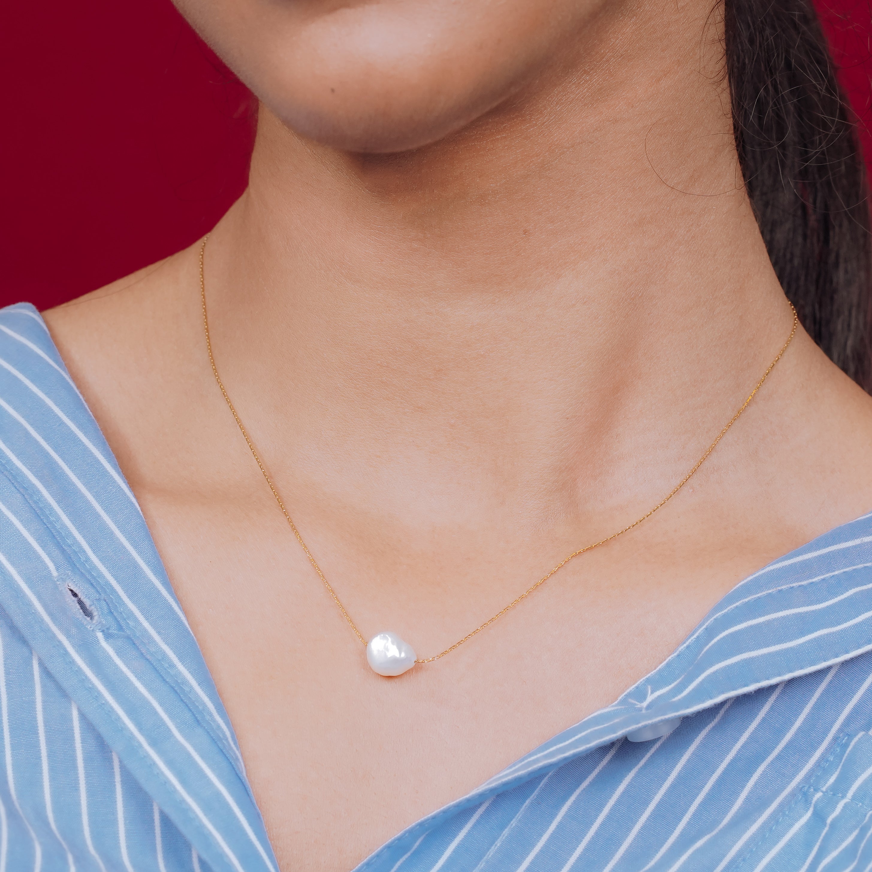 Pearl Cross Cable Chain Necklace