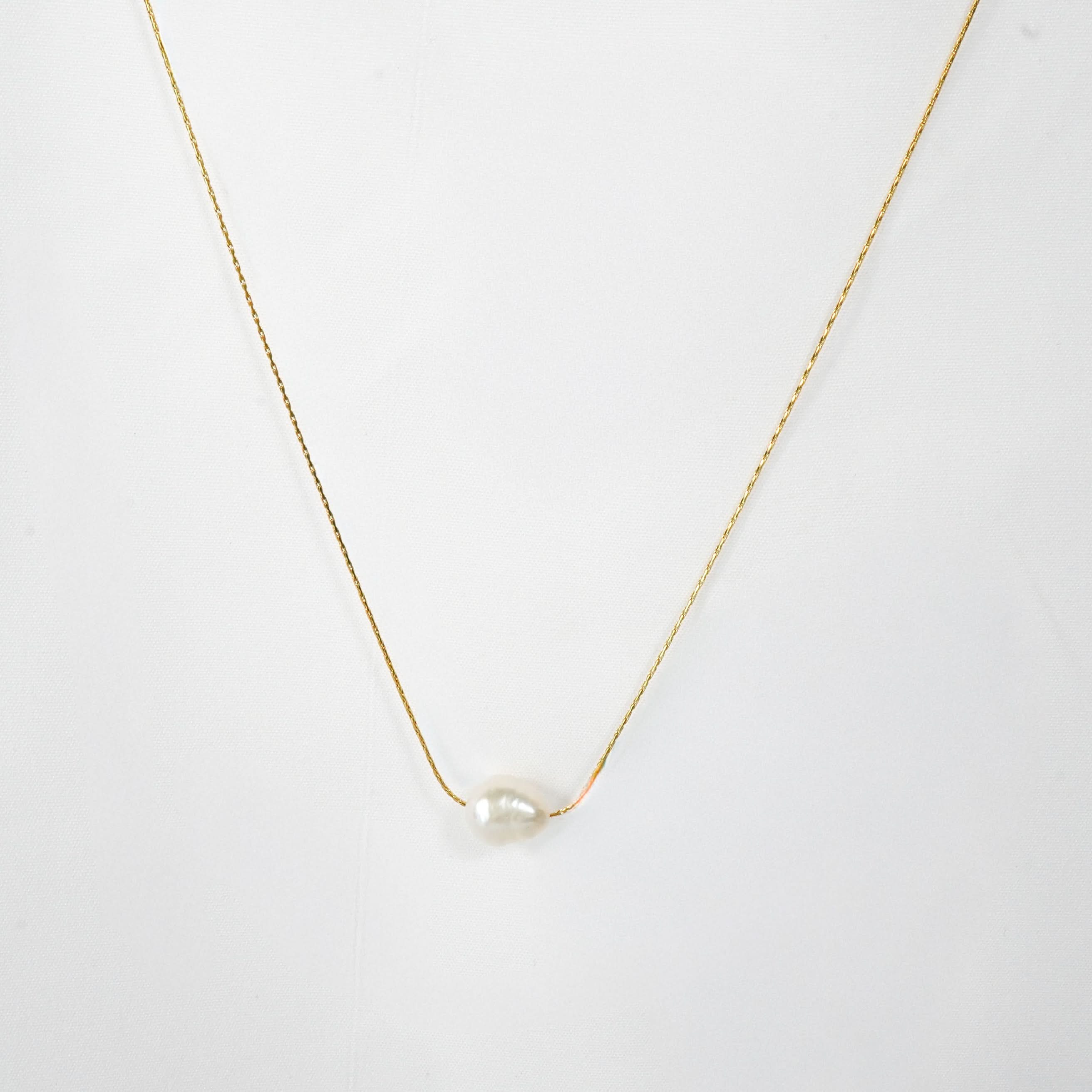 Pearl Cross Cable Chain Necklace