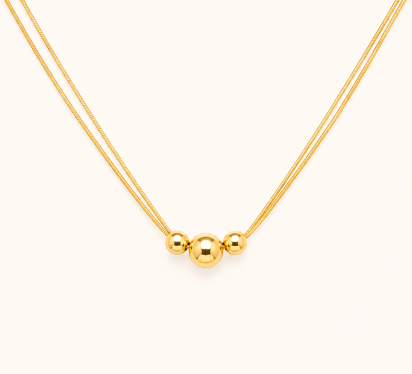 Triple Ball Double-Layer Necklace