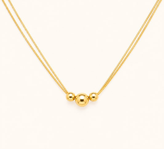 Triple Ball Double-Layer Necklace