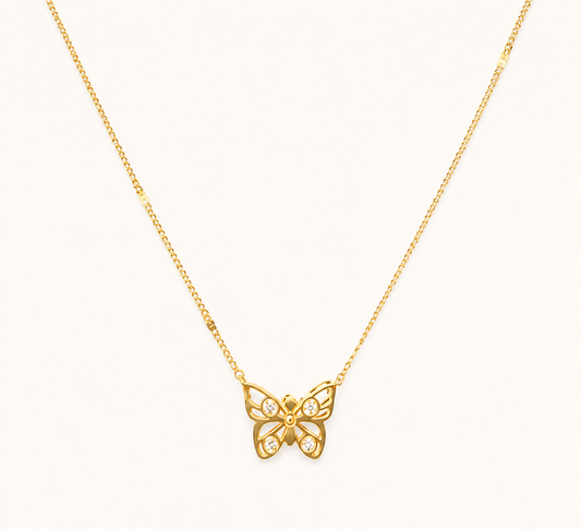 Golden Flutter Butterfly Pendant