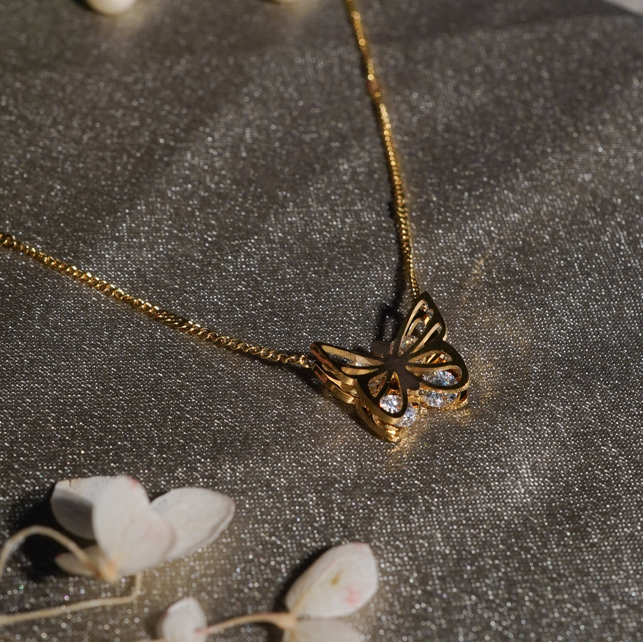 Golden Flutter Butterfly Pendant