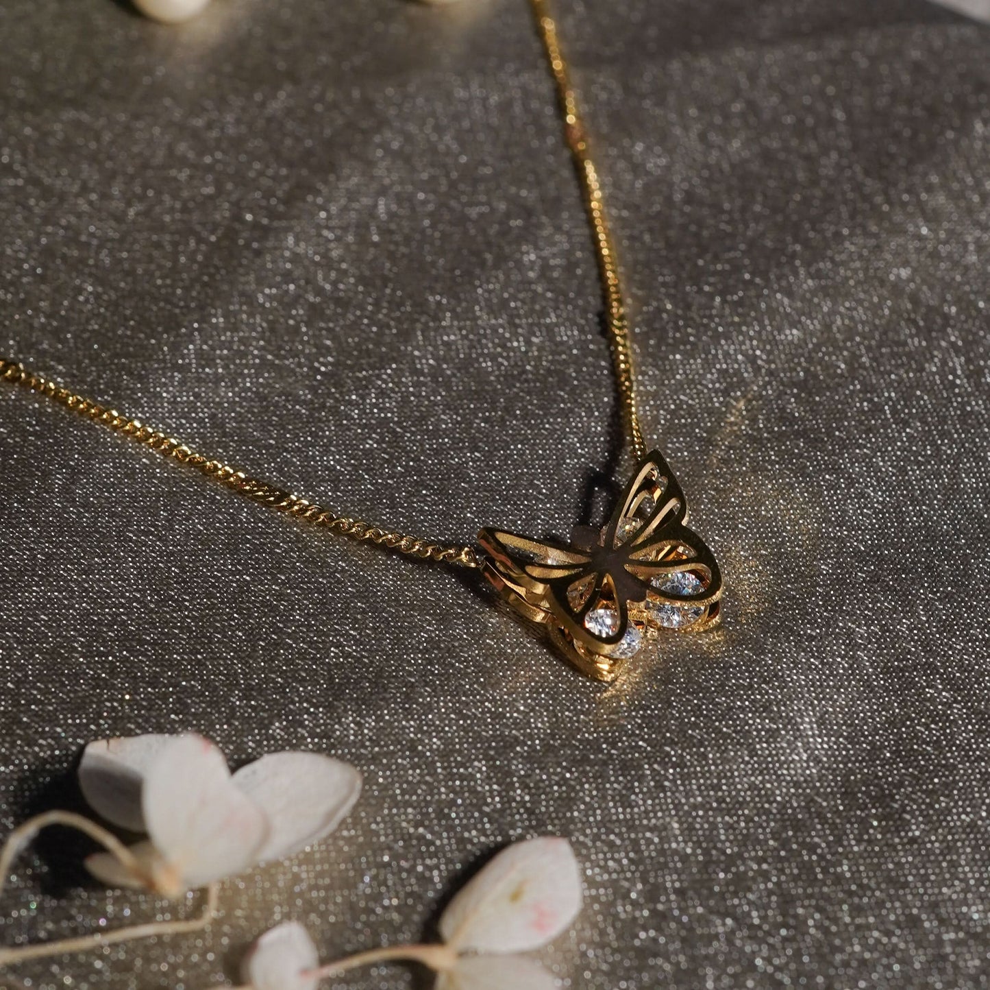 Golden Flutter Butterfly Pendant