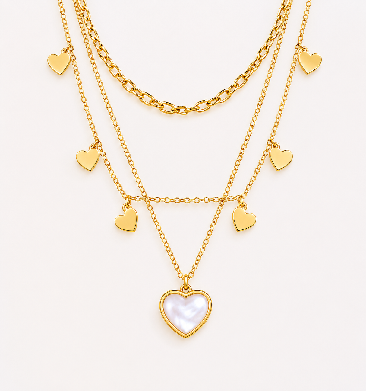 Golden Duo Heart Layered Necklace