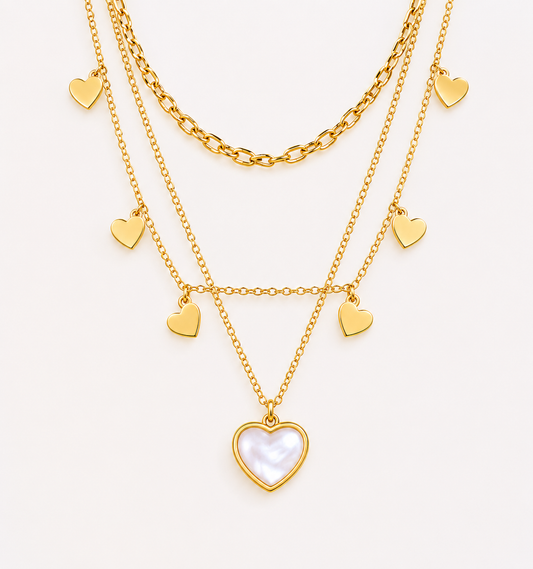 Golden Duo Heart Layered Necklace