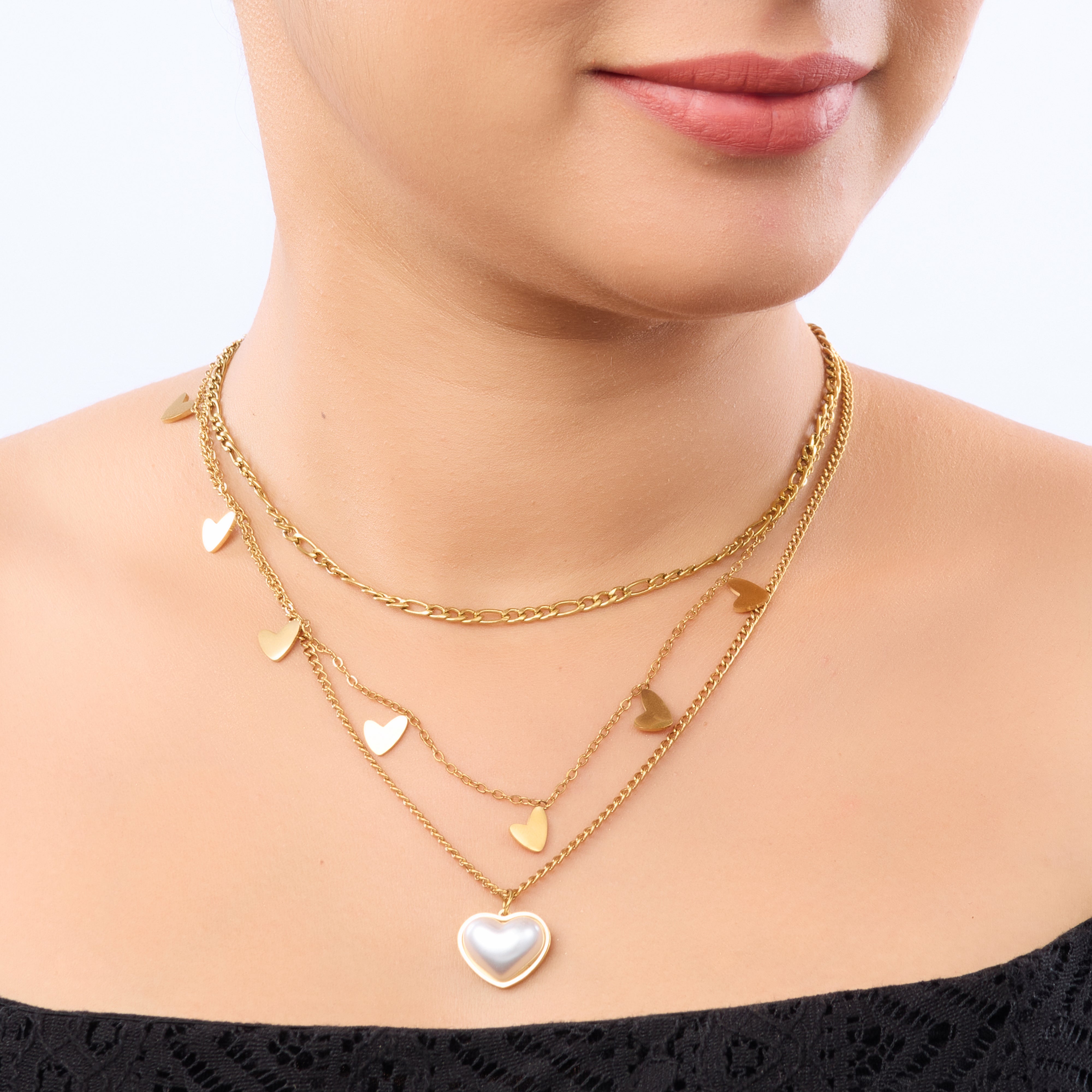 Golden Duo Heart Layered Necklace