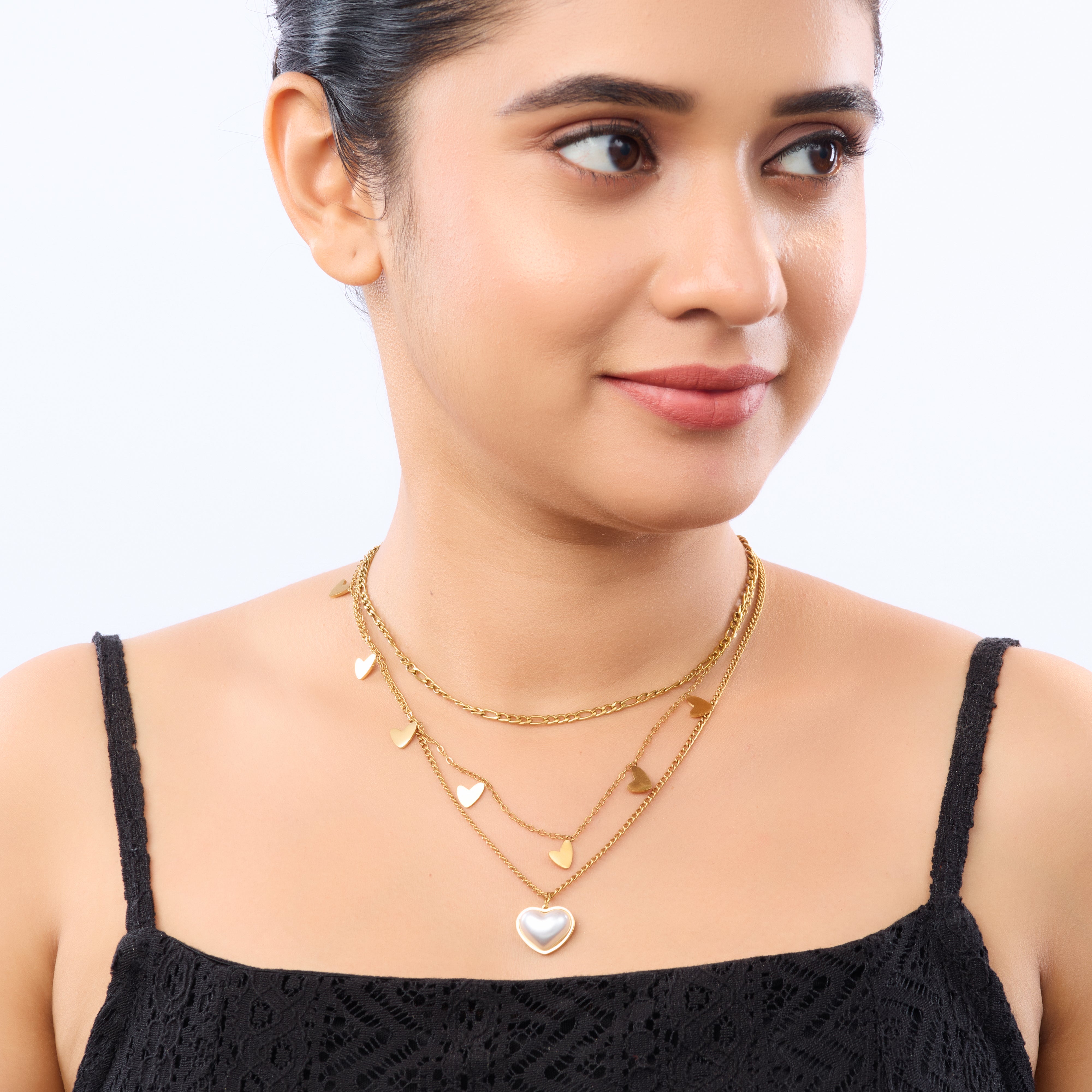Golden Duo Heart Layered Necklace