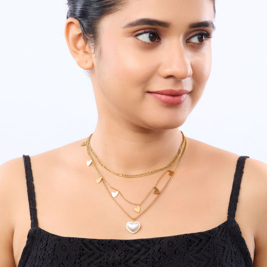 Golden Duo Heart Layered Necklace