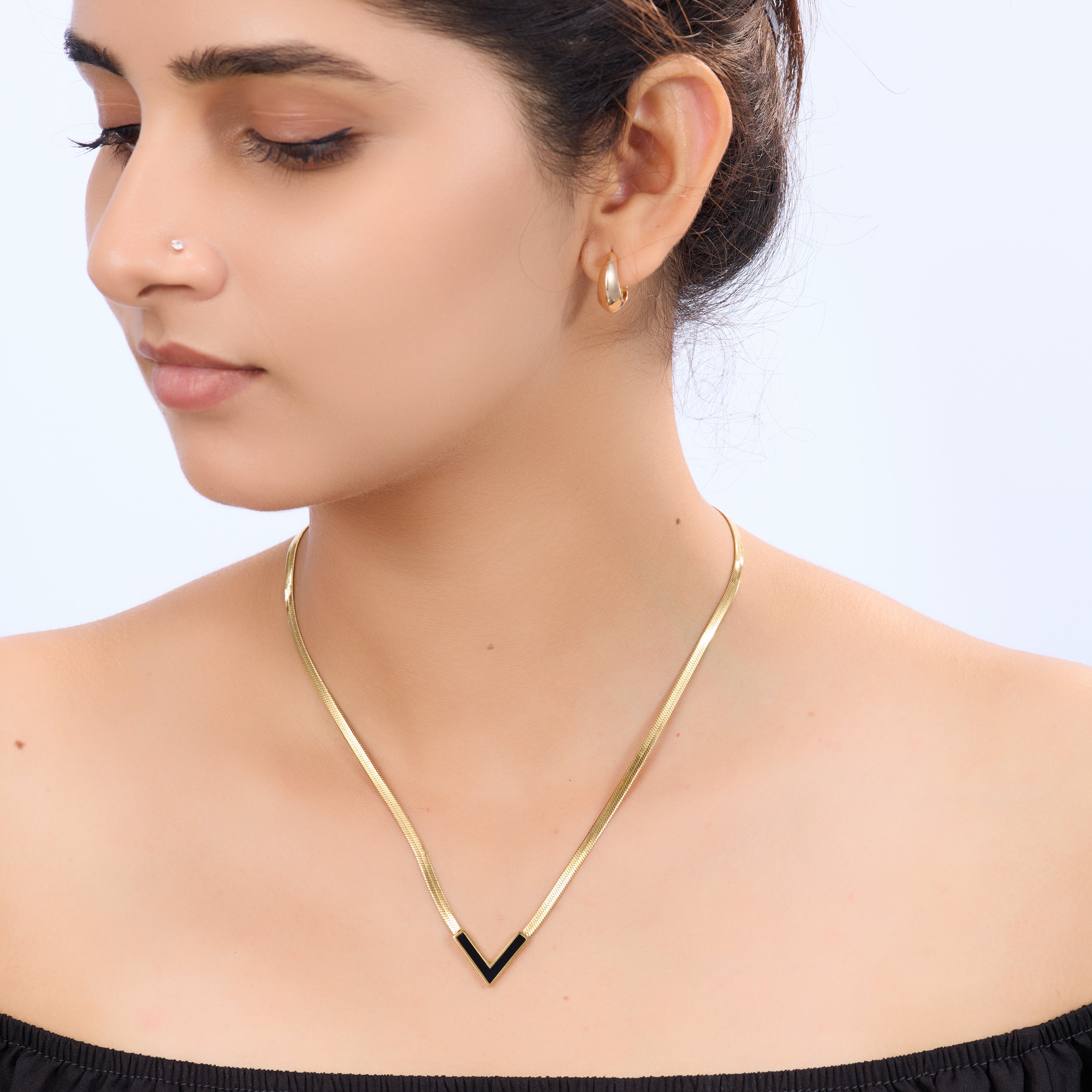 Black Onyx Chevron Necklace