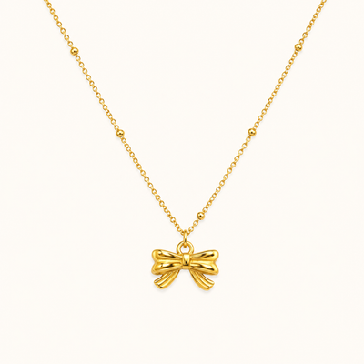 Sweet Bow Gold Pendant Necklace