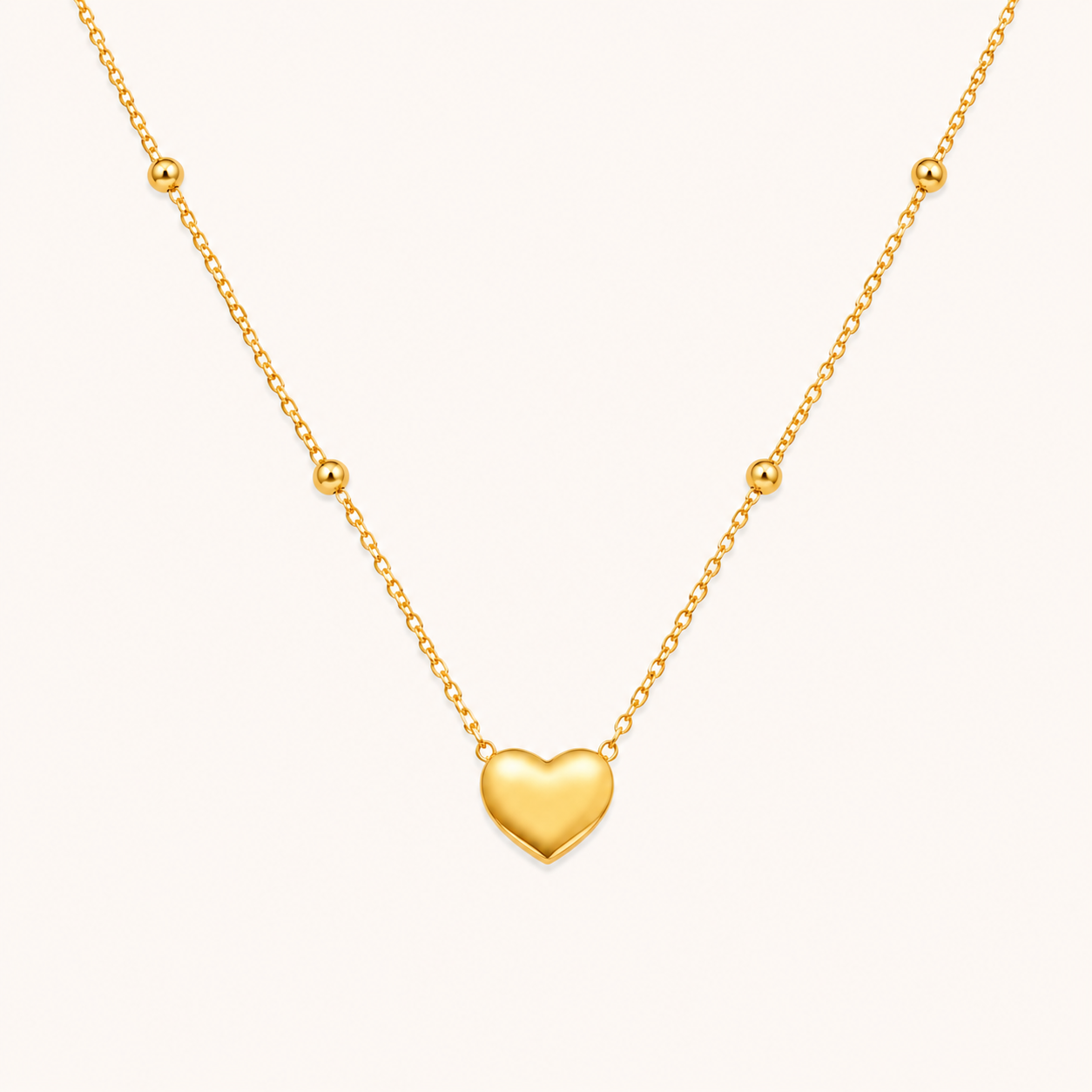 Romantic Heart Gold Finish Necklace
