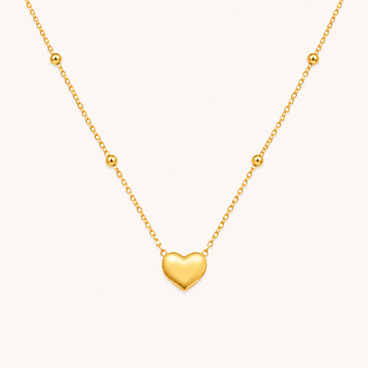 Romantic Heart Gold Finish Necklace
