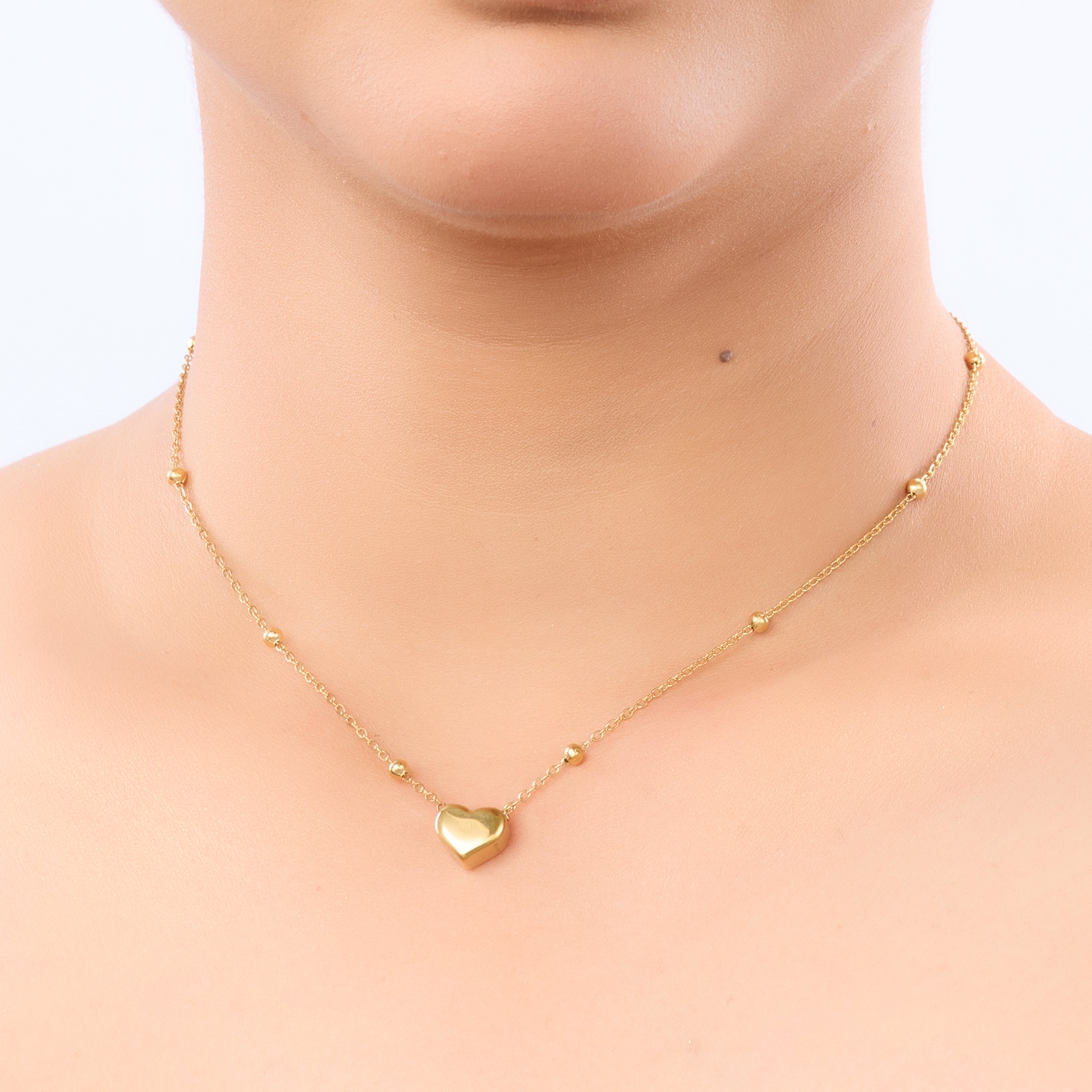 Romantic Heart Gold Finish Necklace