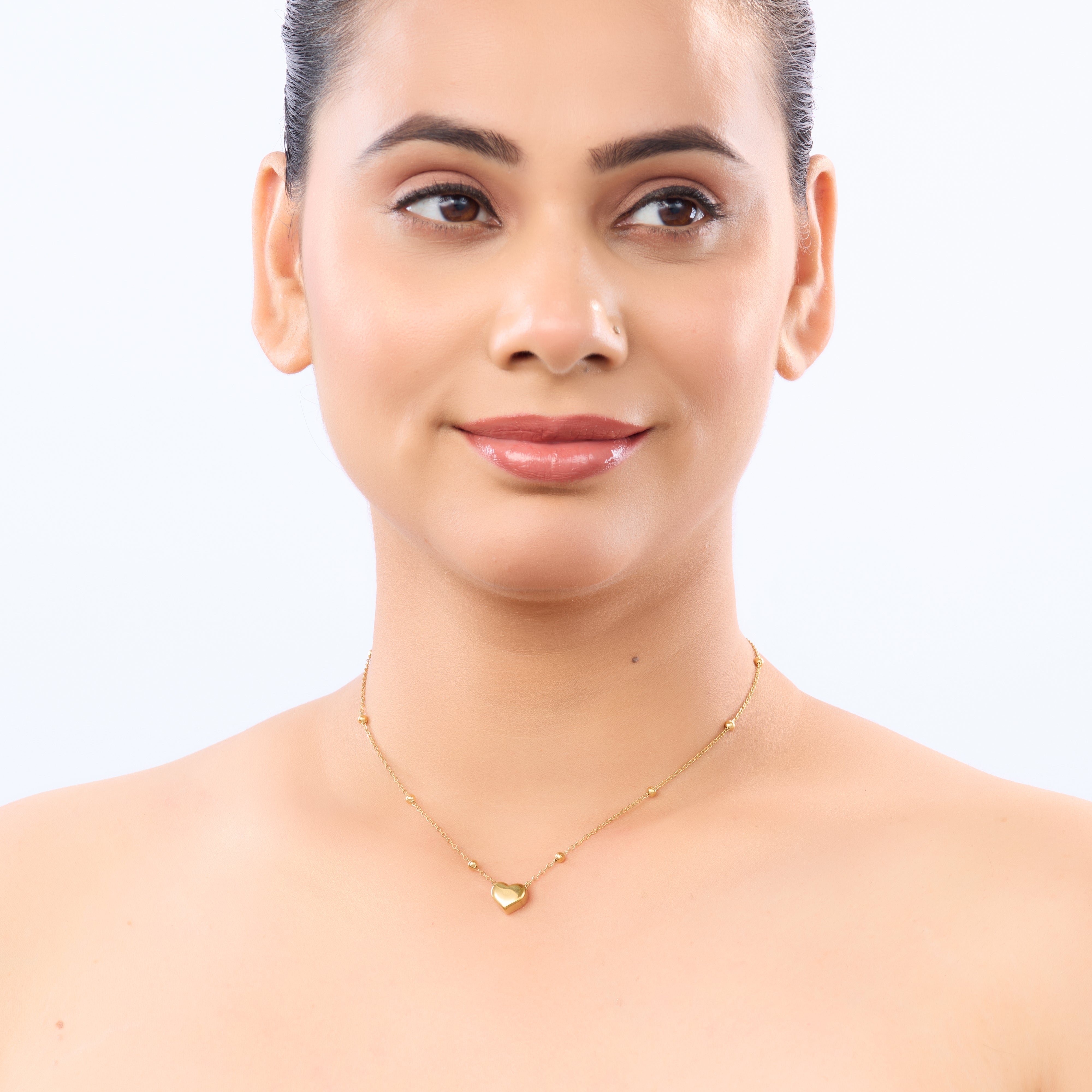 Romantic Heart Gold Finish Necklace