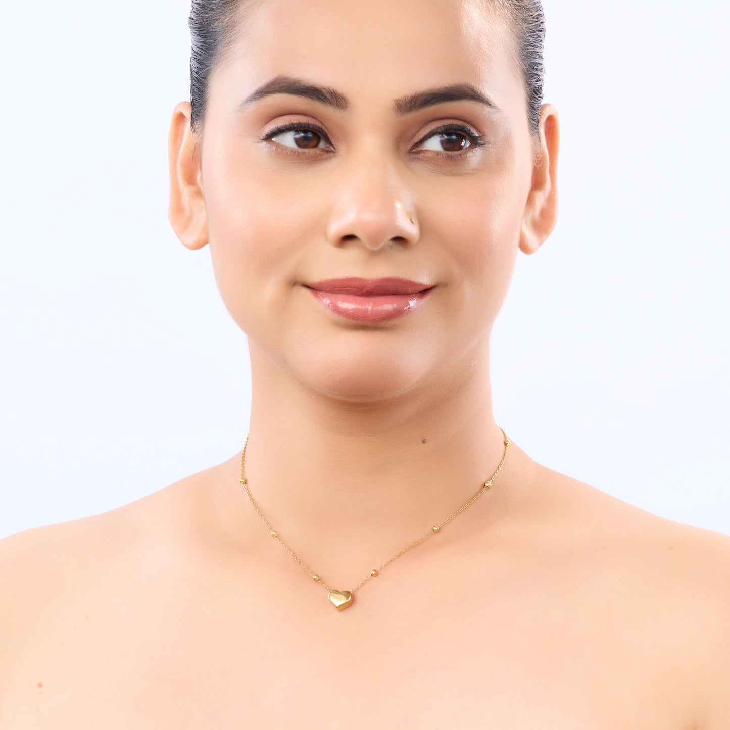 Romantic Heart Gold Finish Necklace