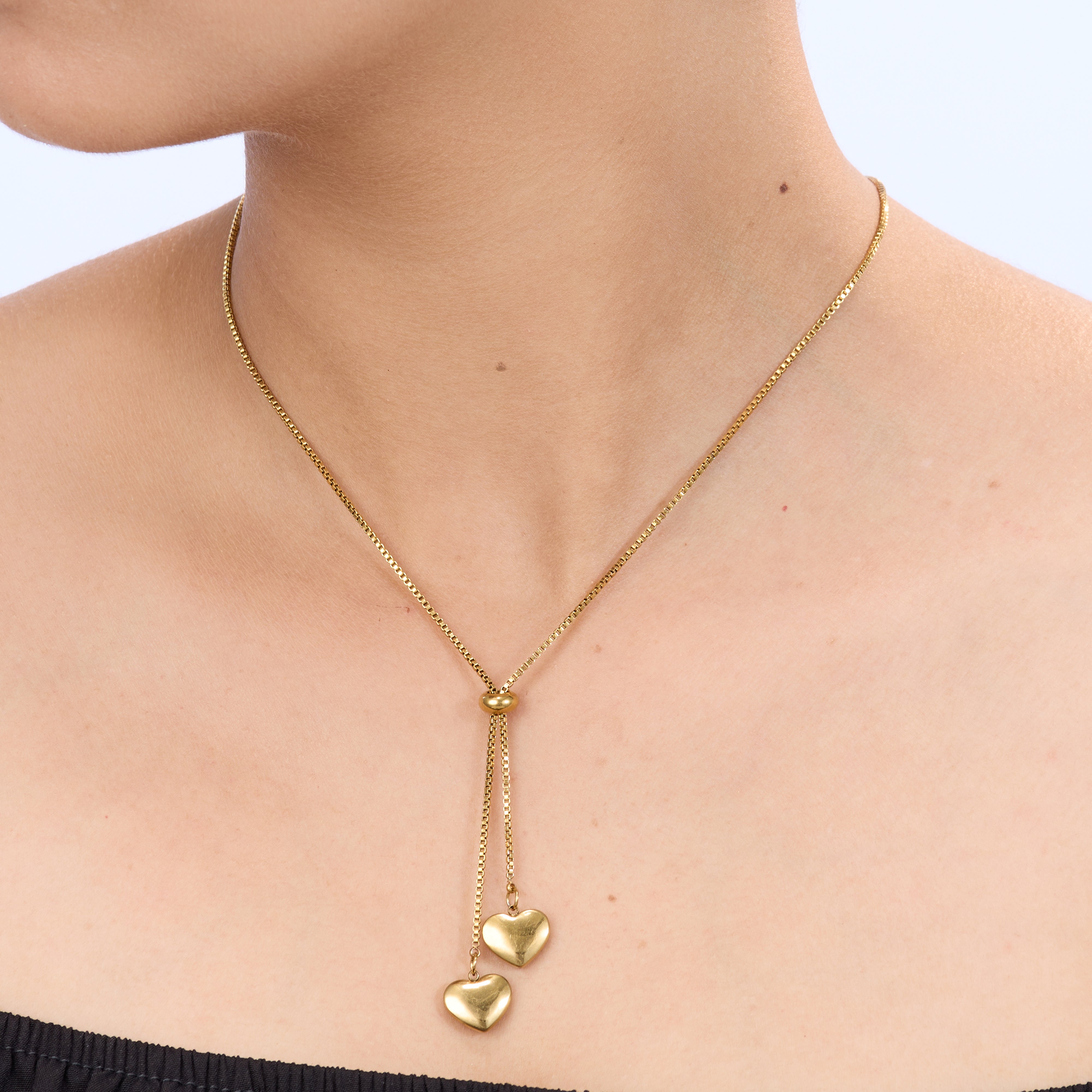 Romantic Heart Gold Finish Necklace