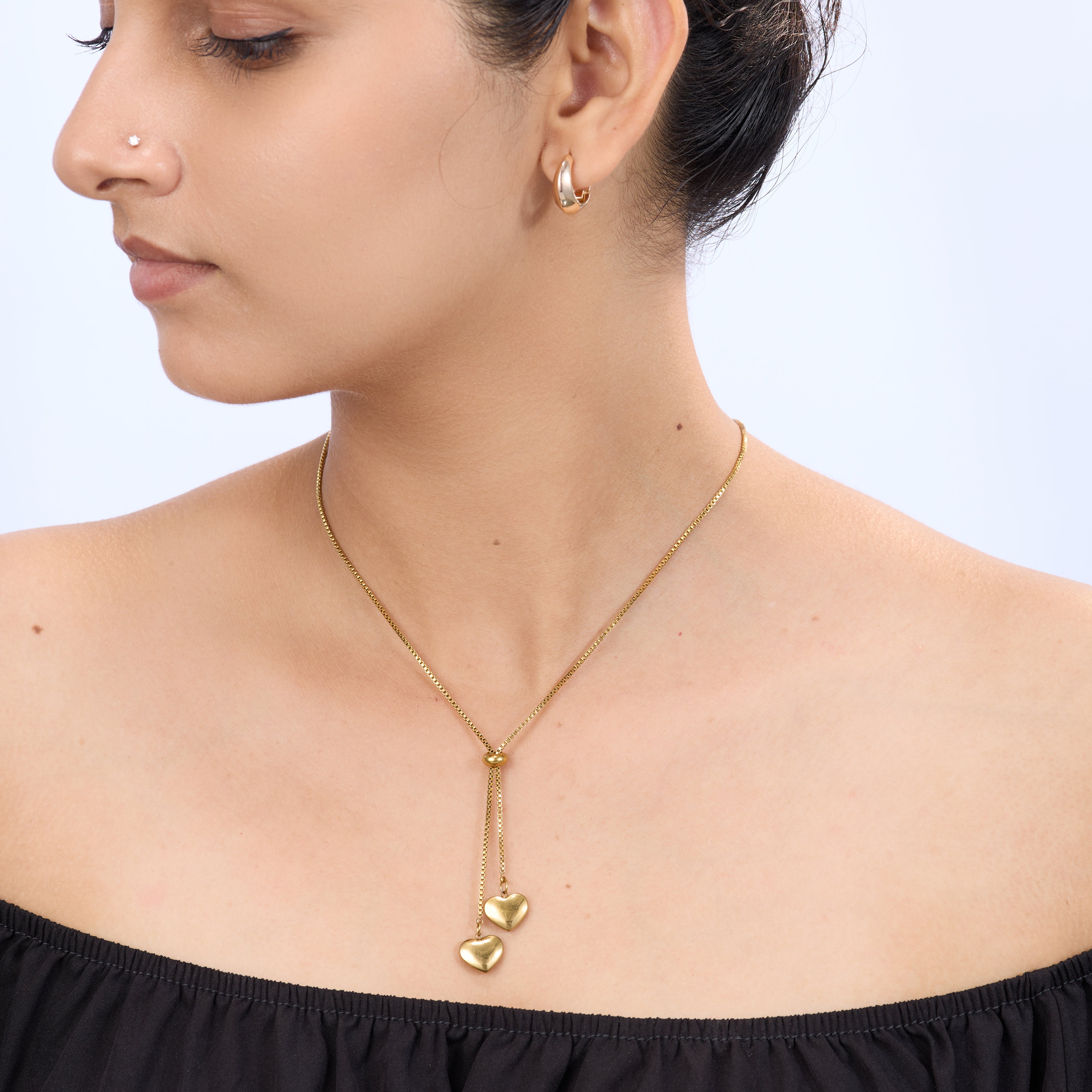 Romantic Heart Gold Finish Necklace