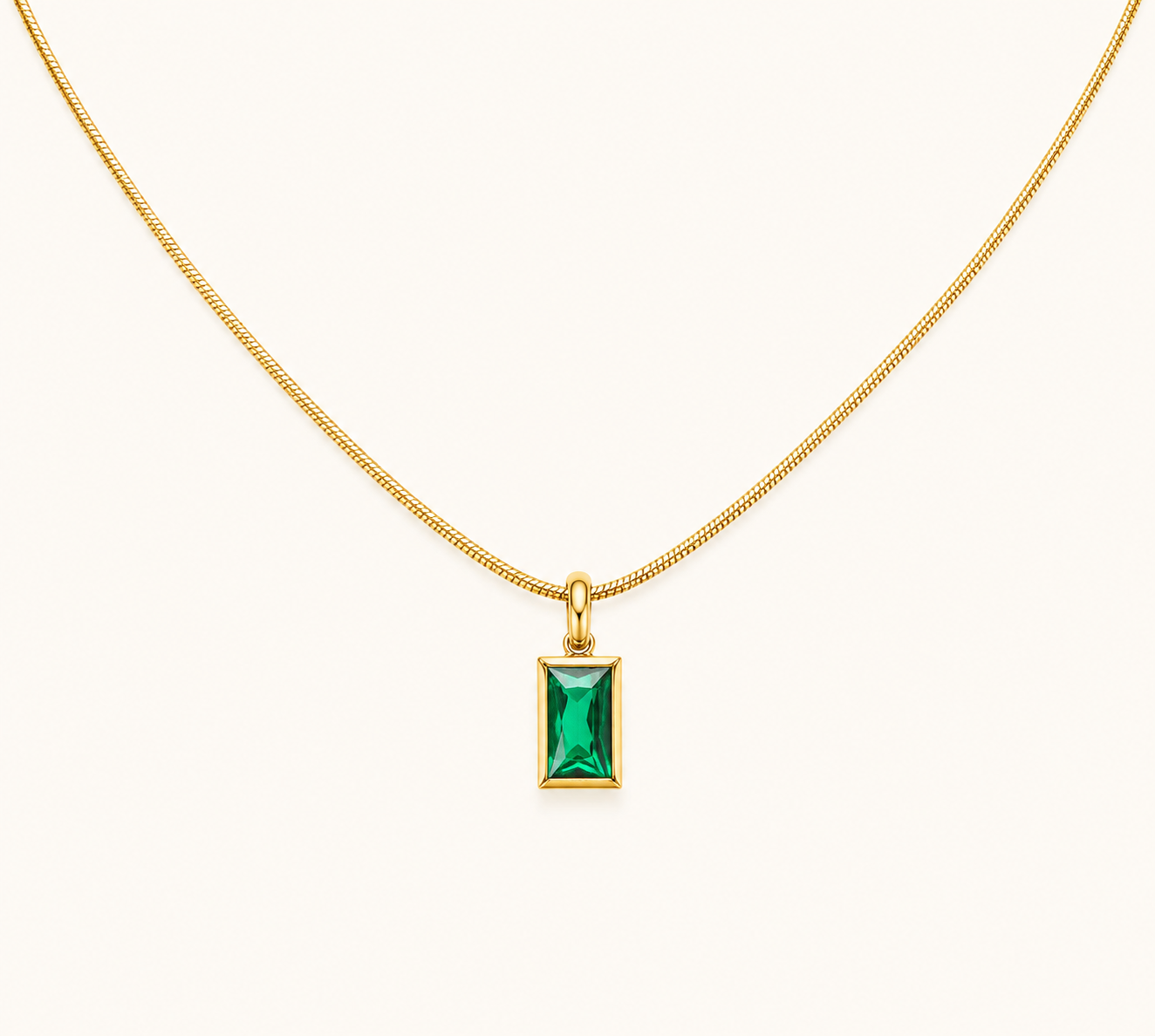 Luxury Rectangle Crystal Gold Necklace
