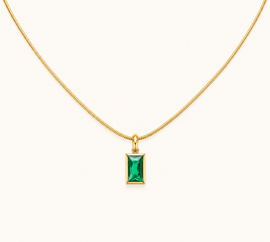 Luxury Rectangle Crystal Gold Necklace