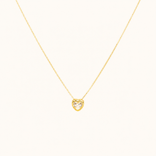 White Stone Heart Glow Necklace
