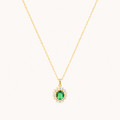 Emerald Halo Classic Pendant Necklace