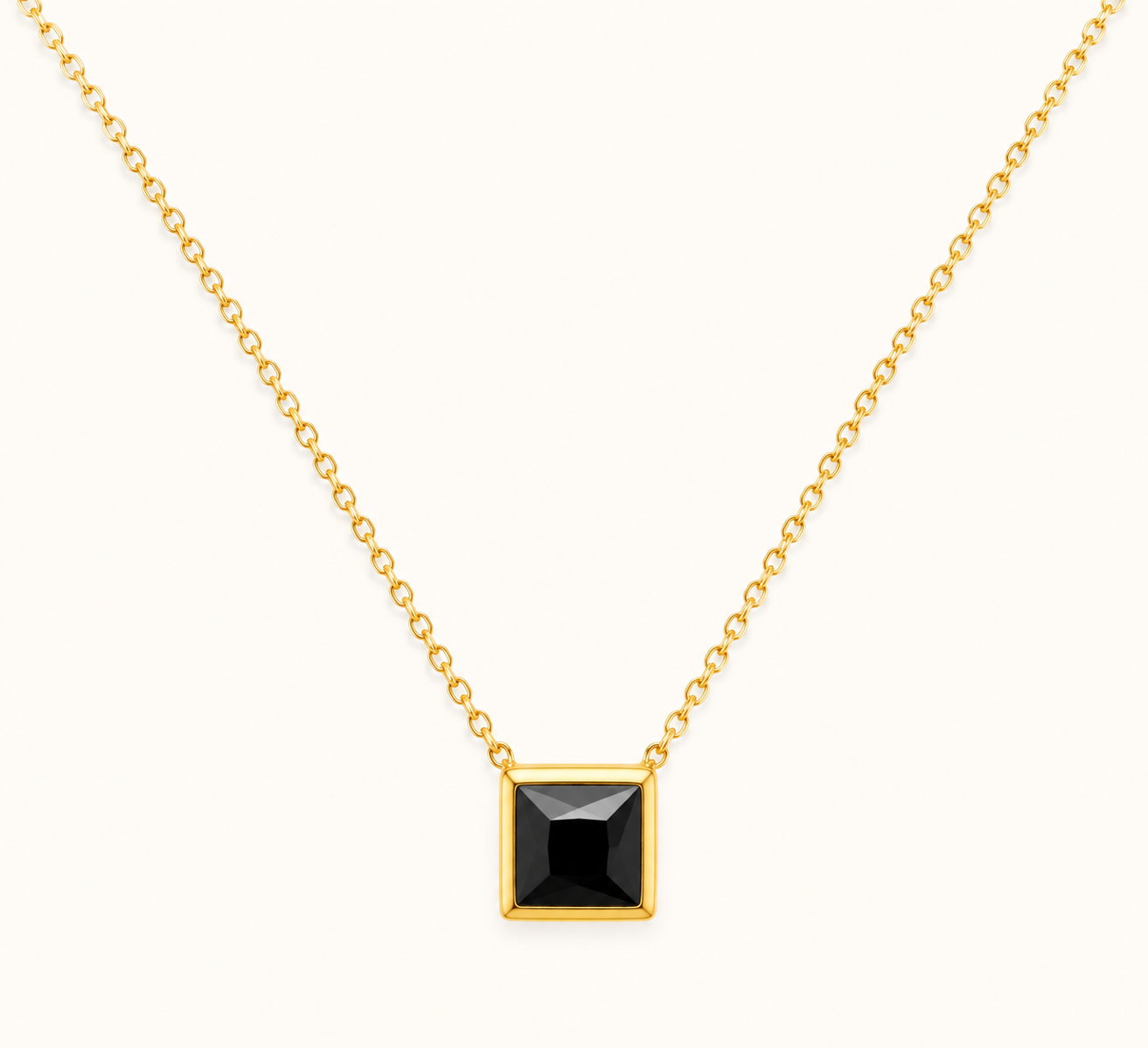 Midnight Square Gold Pendant Necklace