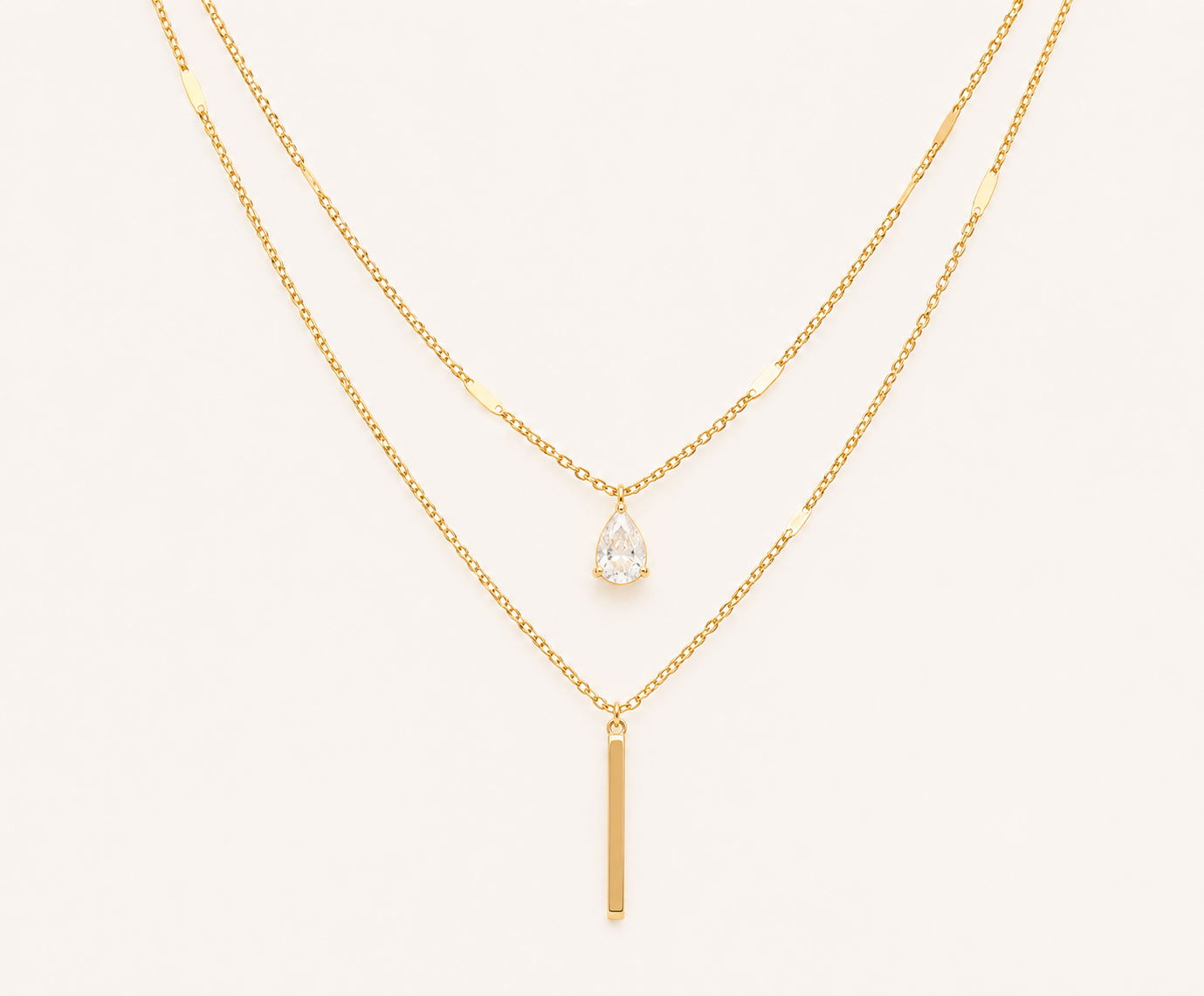 Layered Crystal Drop Necklace