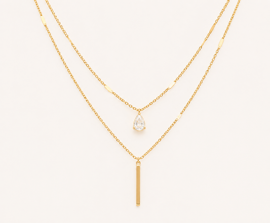 Layered Crystal Drop Necklace