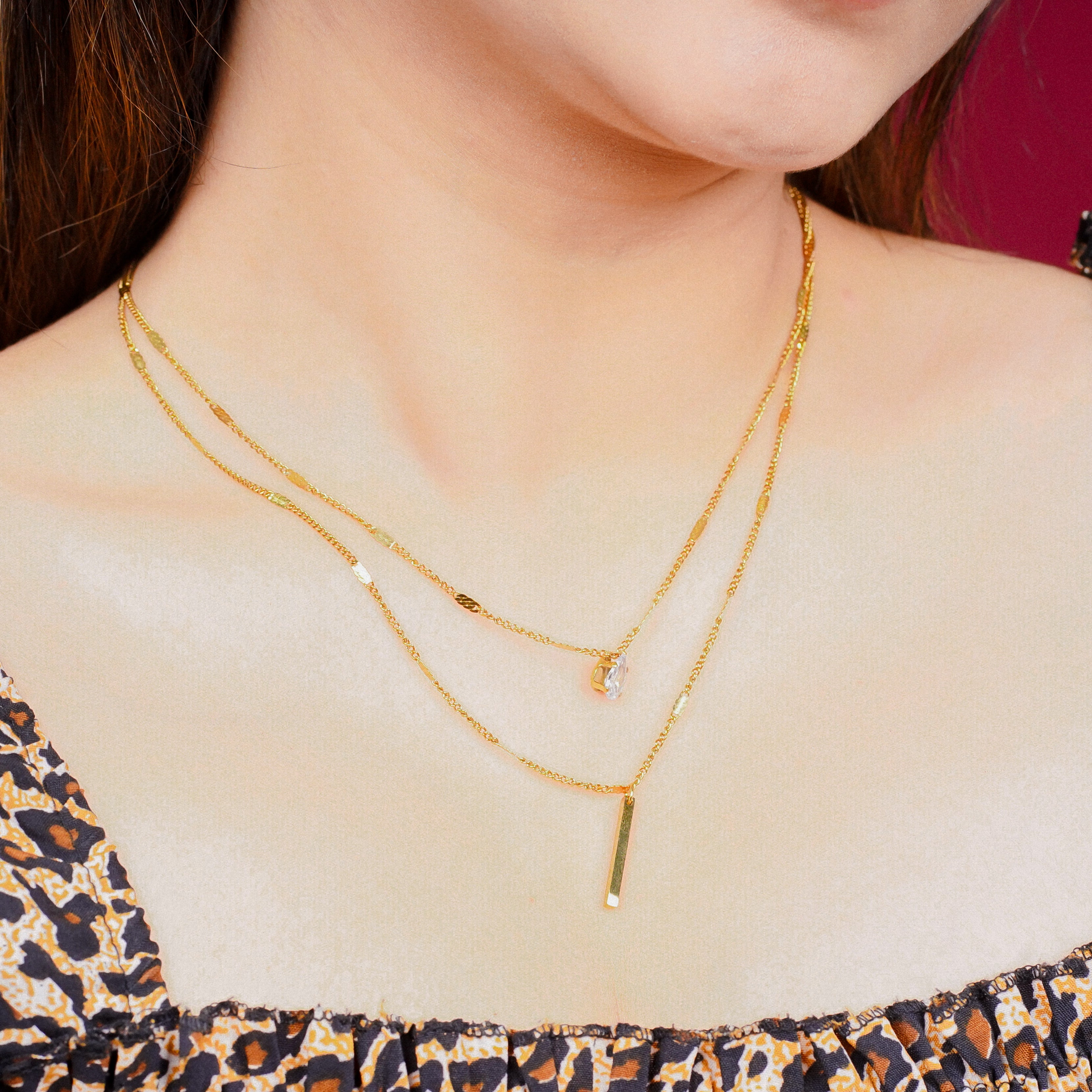 Layered Crystal Drop Necklace