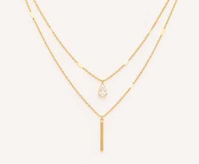 Layered Crystal Drop Necklace