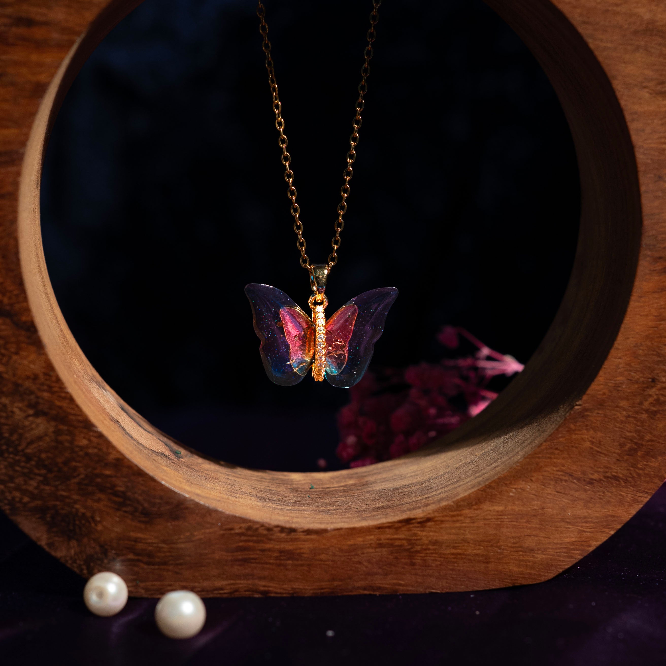 Butterfly Sparkle Gold Necklace
