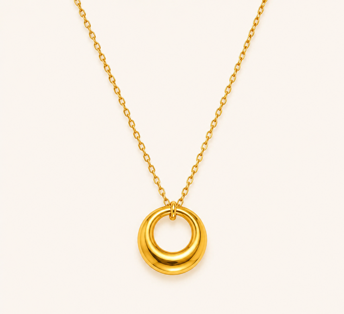 Golden Heart Loop Pendant Necklace