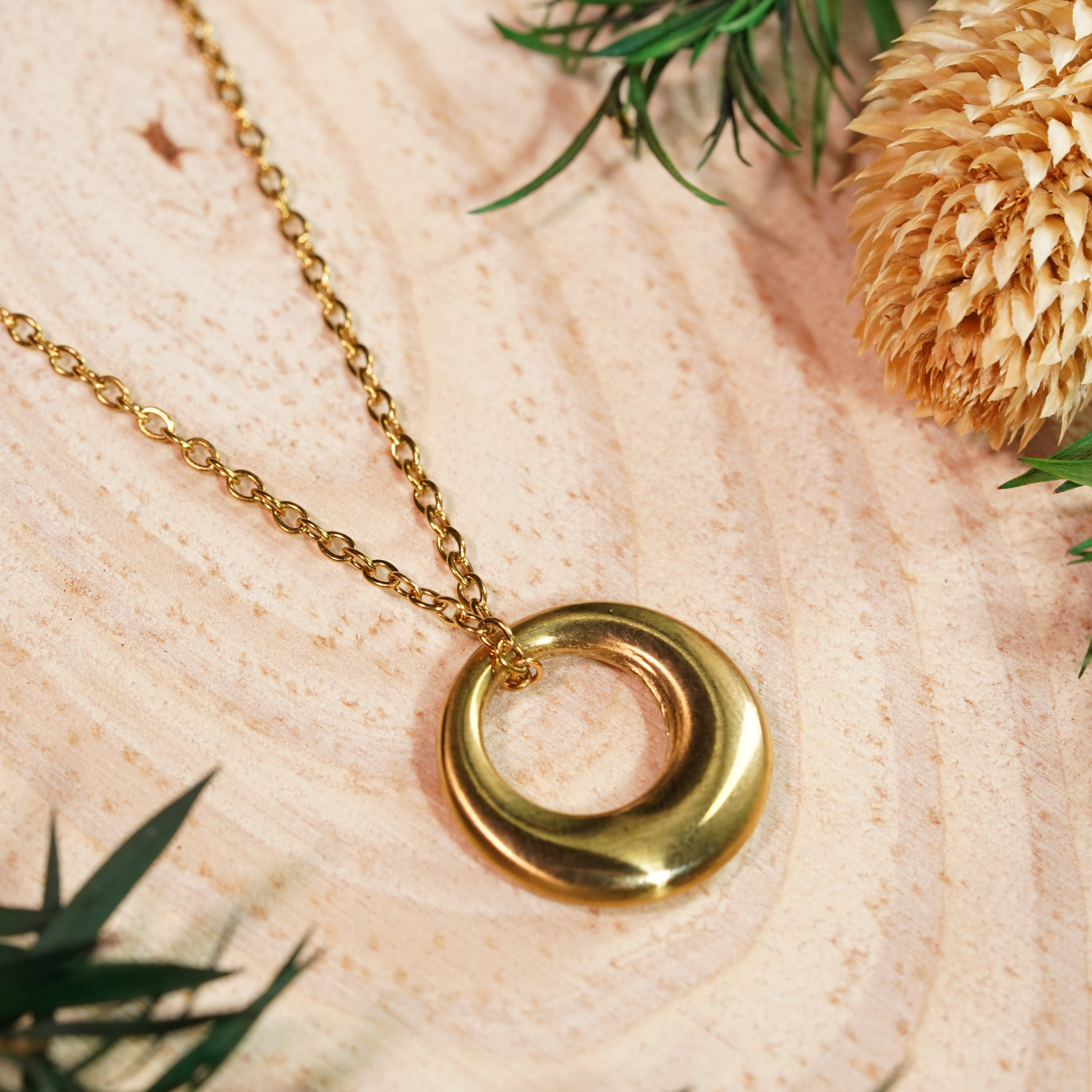 Golden Heart Loop Pendant Necklace