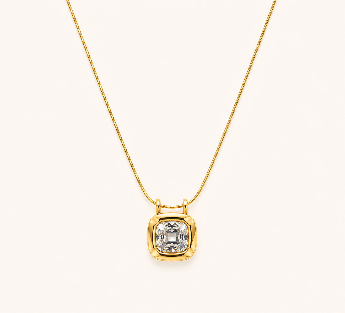 Vintage Square Gold Pendant Necklace