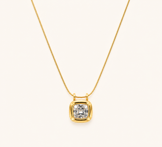 Vintage Square Gold Pendant Necklace