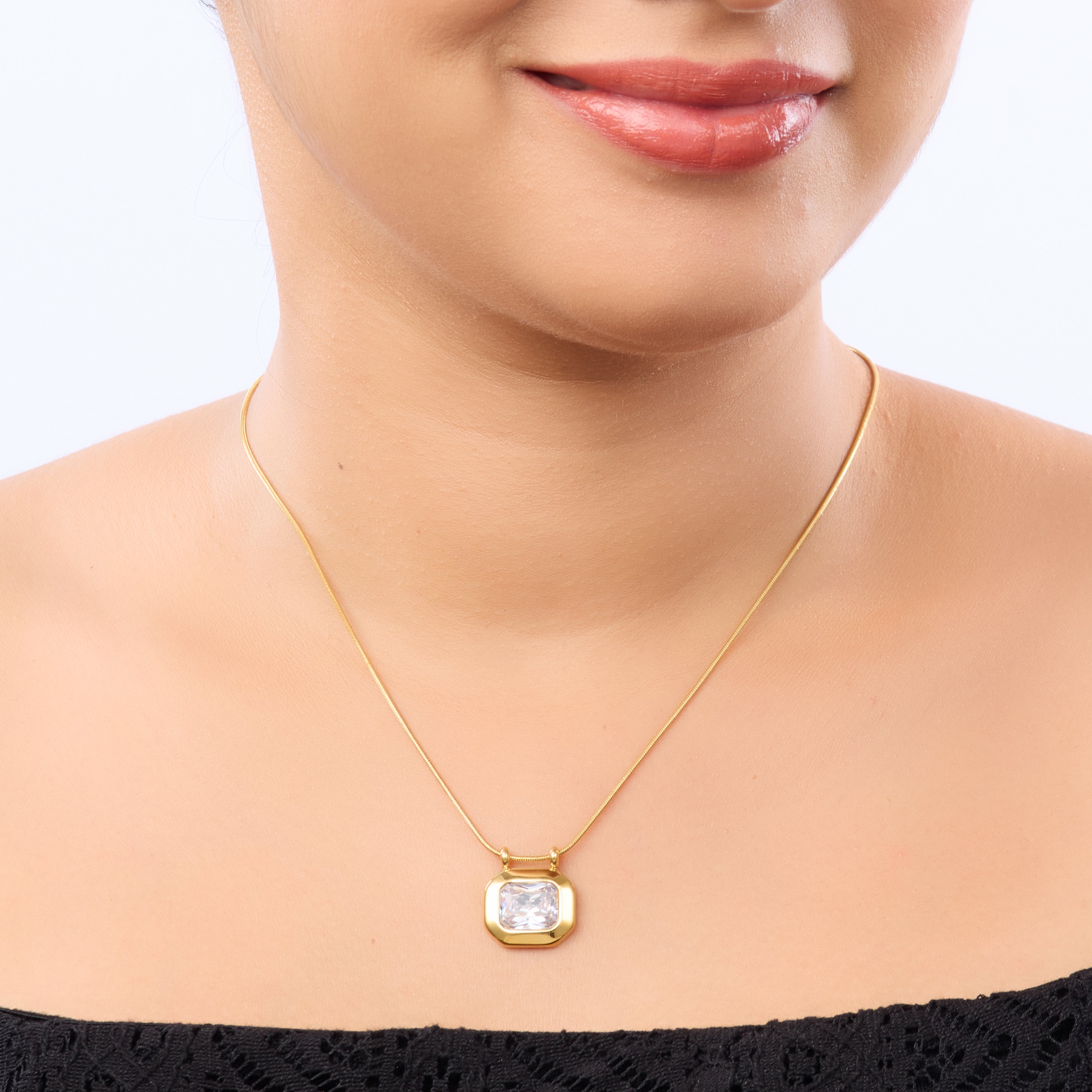 Vintage Square Gold Pendant Necklace