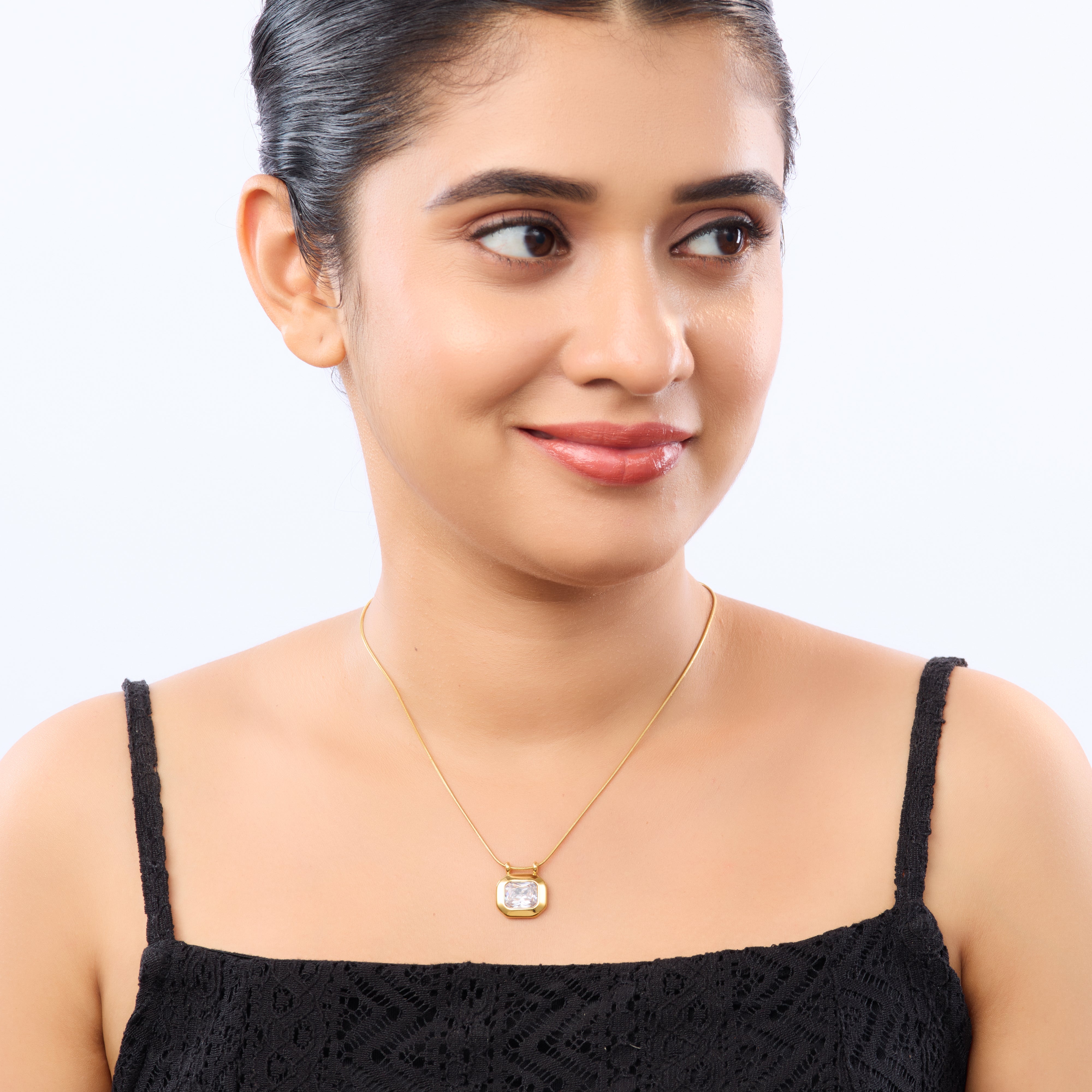 Vintage Square Gold Pendant Necklace