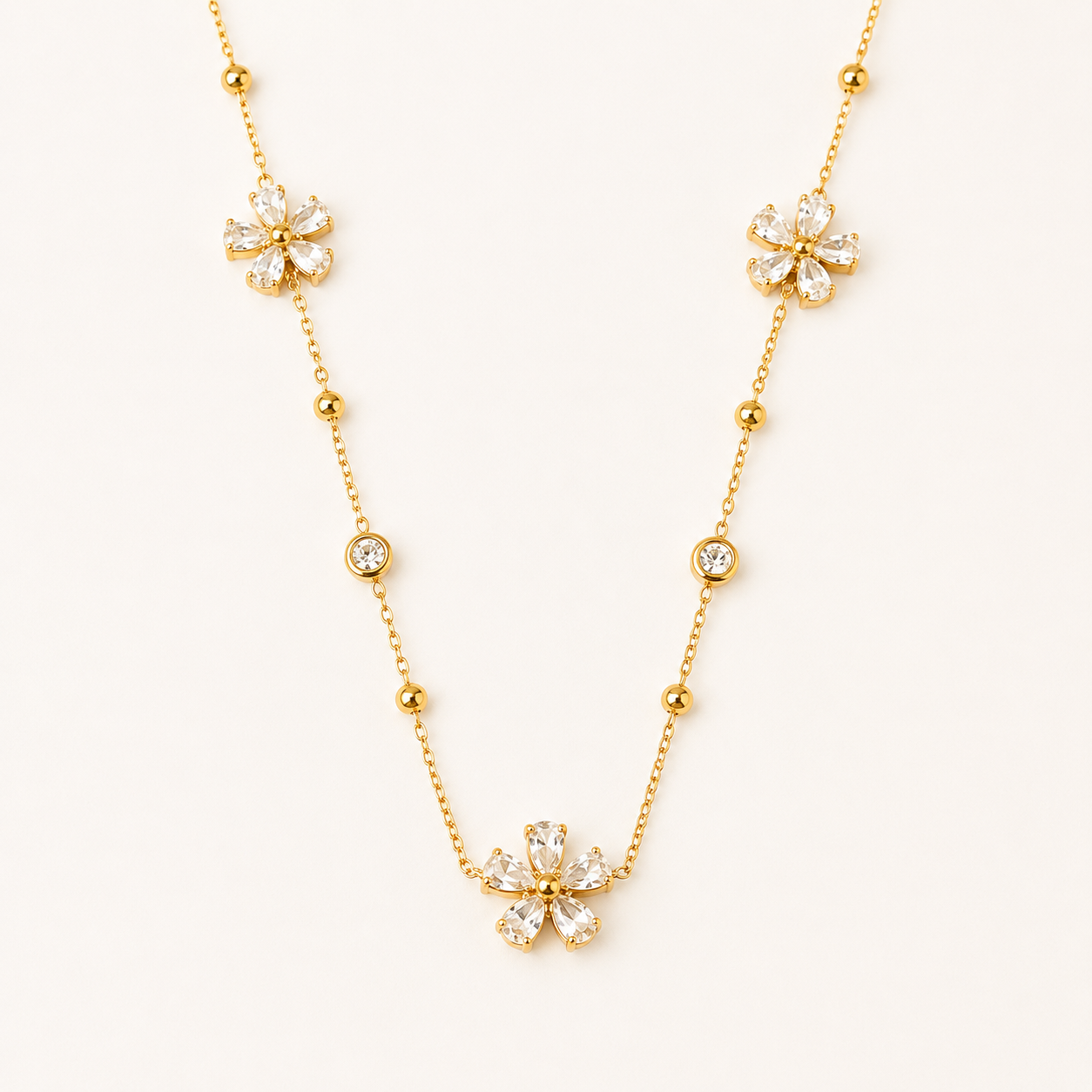 Golden Blossom Crystal Necklace