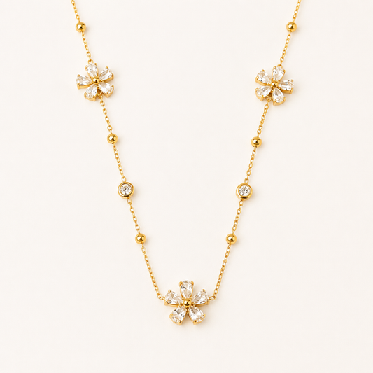 Golden Blossom Crystal Necklace