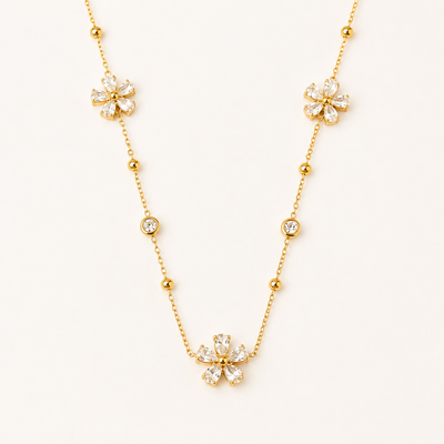 Golden Blossom Crystal Necklace