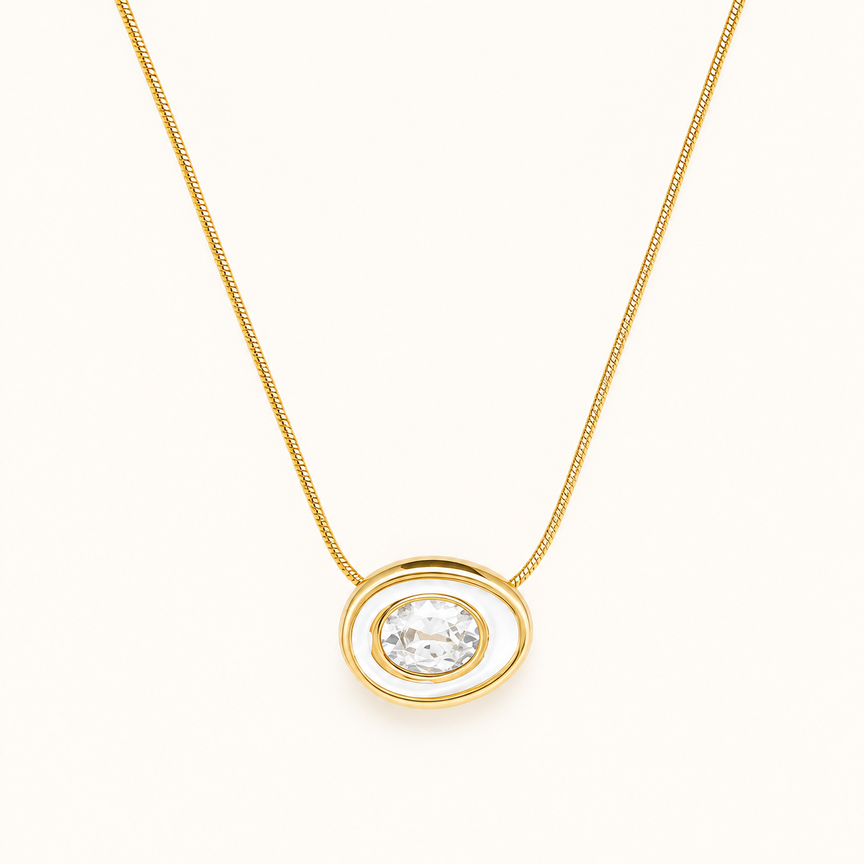 Oval Zircon Luxe Sweater Necklace