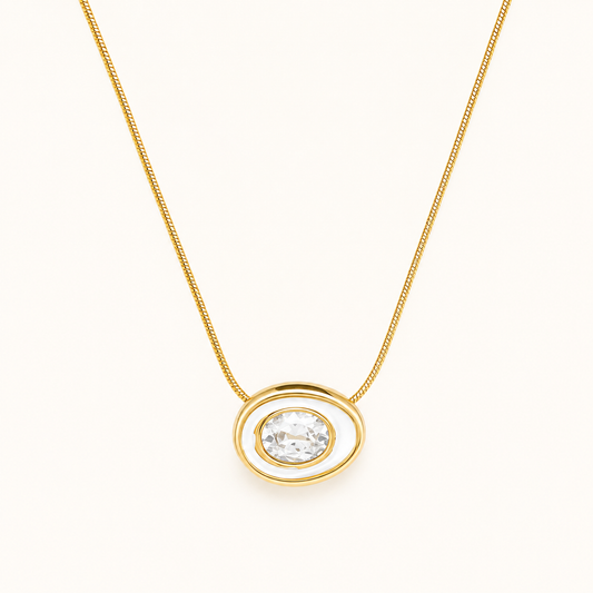 Oval Zircon Luxe Sweater Necklace