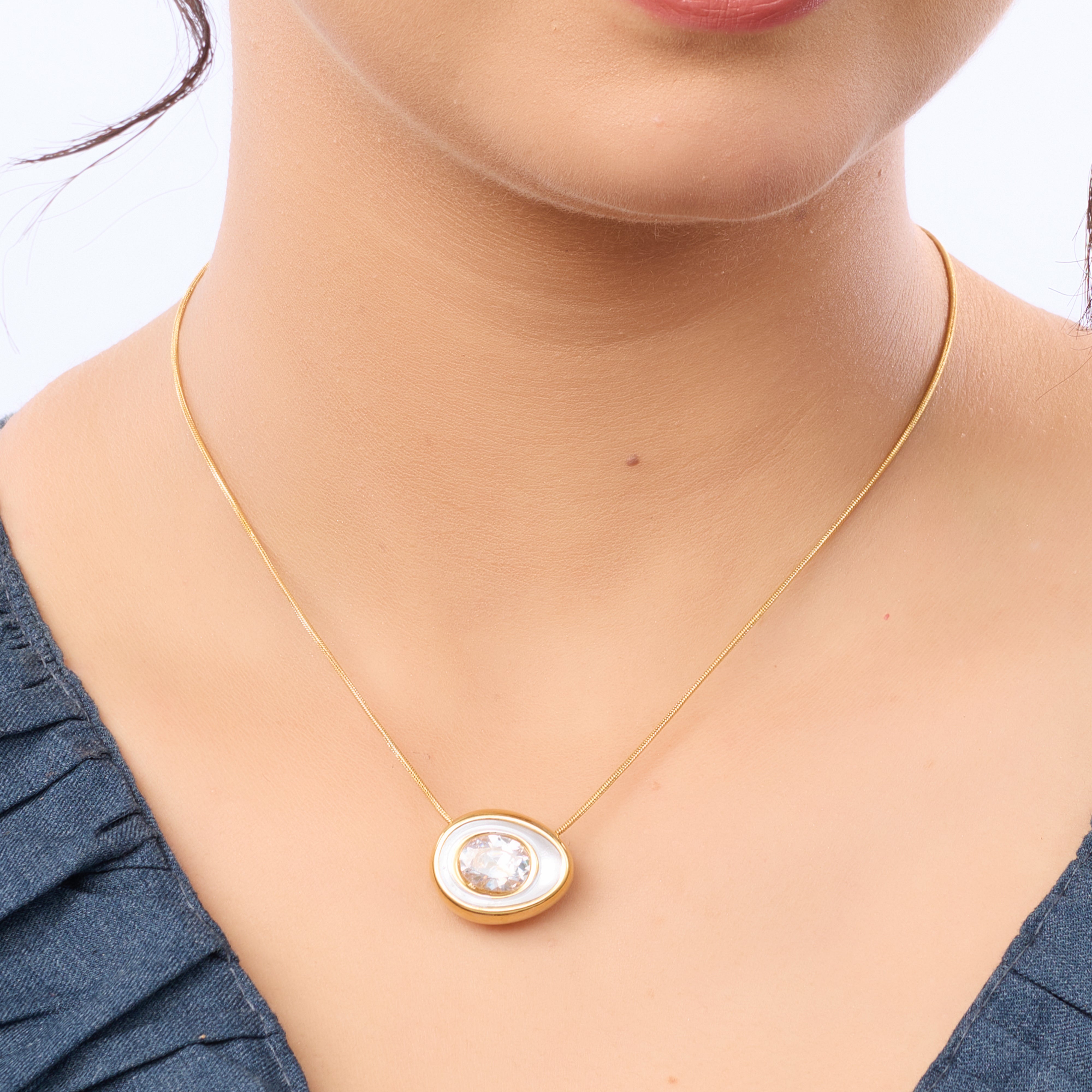 Oval Zircon Luxe Sweater Necklace