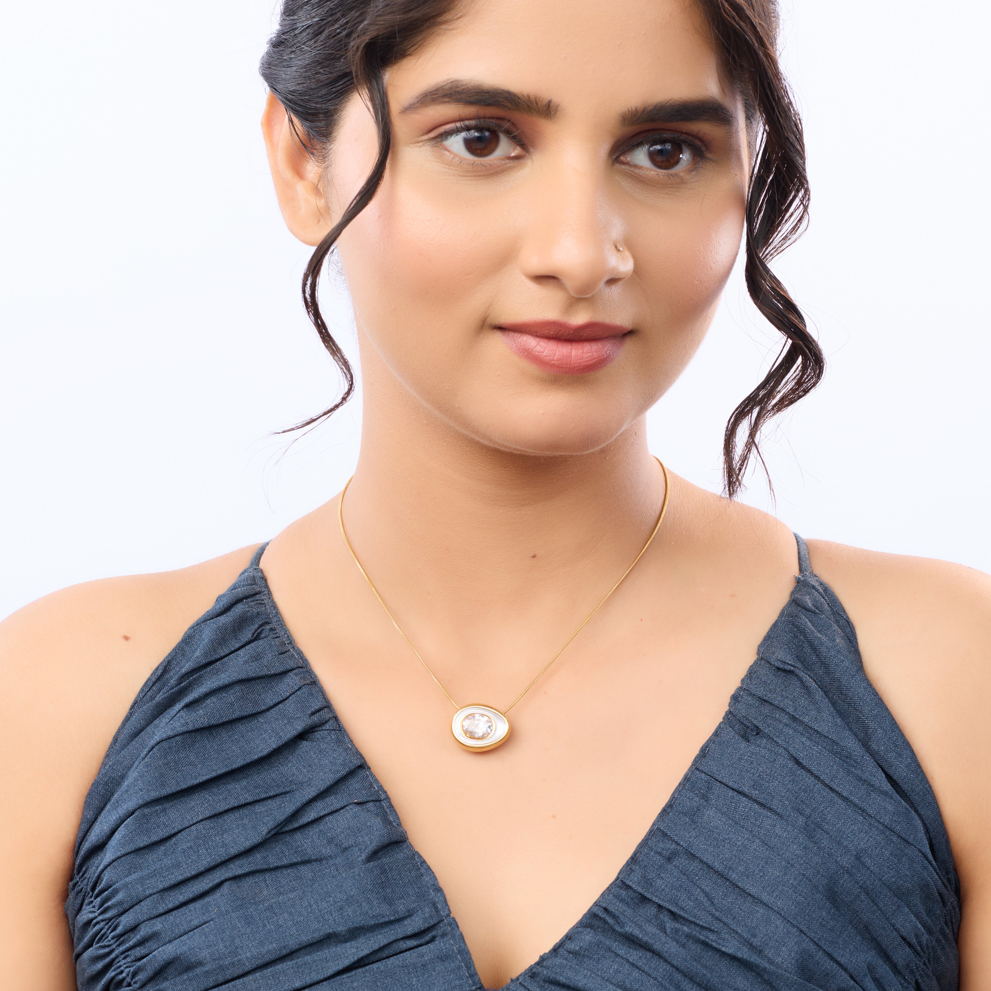 Oval Zircon Luxe Sweater Necklace
