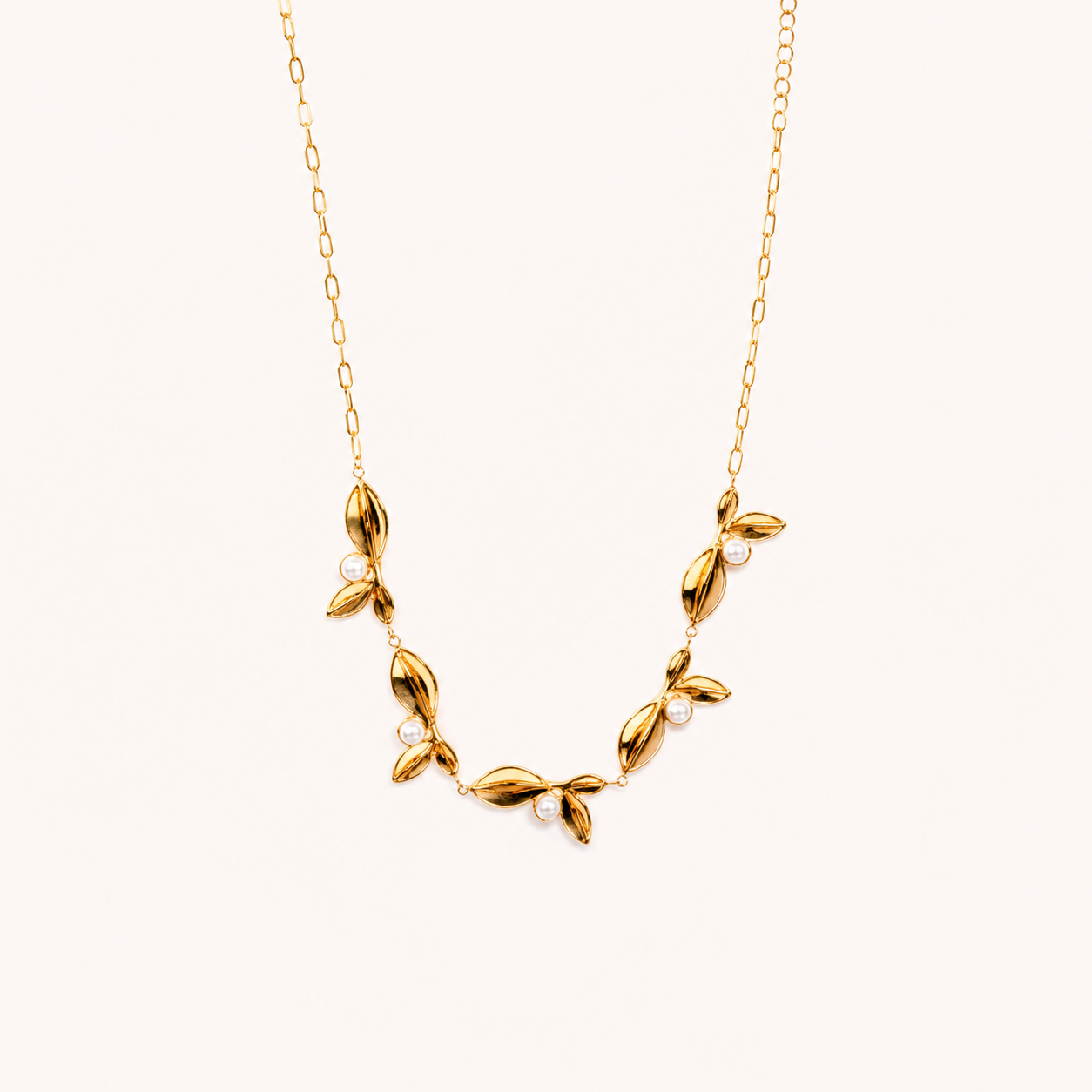 Golden Petal Pearl Grace Necklace