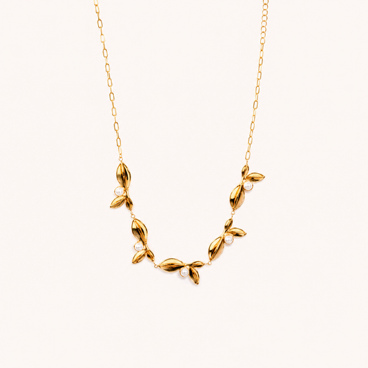 Golden Petal Pearl Grace Necklace
