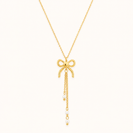Pearl Bowknot Statement Necklace